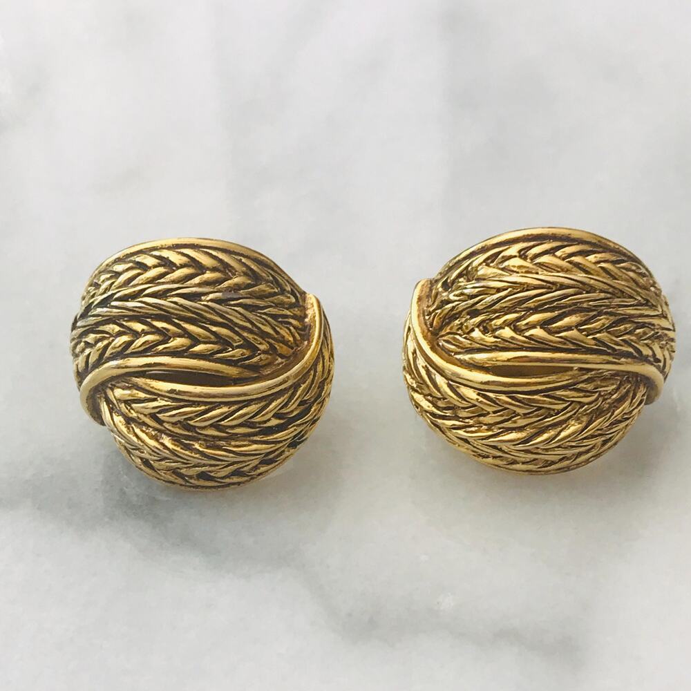 Joan Rivers Gold Tone Woven Knot Clip Earrings - Antiqued Gold Tone - Classic